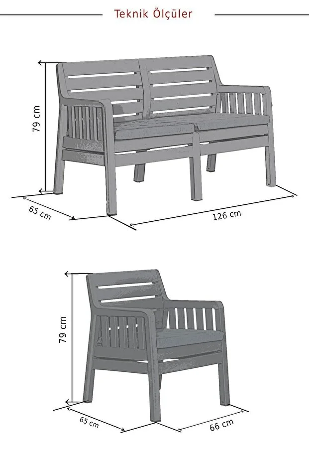 Silva 2 1 1 S Minderli Bahçe, Balkon Teras Takımı - Bahçe Mobilyası 4 Kişilik Bahçe Takımı Antrasit